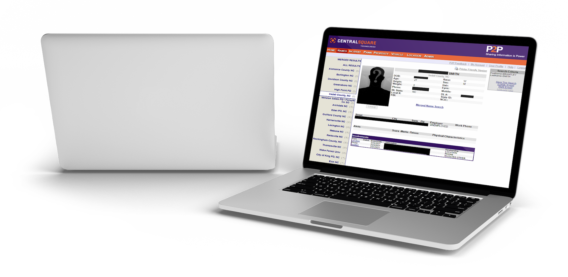 A laptop with a Police-to-Police page mockup.